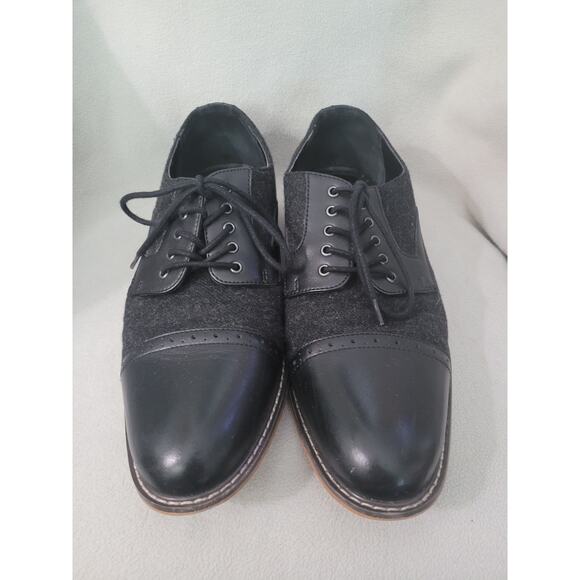 Mens Bar III Frankie 10.5 Leather Wool Dress SHOES Black Oxford - Picture 8 of 9